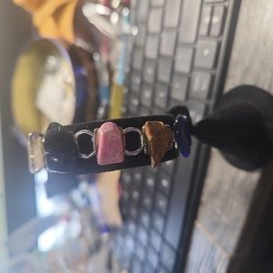 Silvertone Bracelet w/Polished Stones